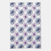 Floral Watercolor Pattern Lavender and Blue キッチンタオル (縦)