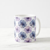 Floral Watercolor Pattern Lavender and Blue コーヒーマグカップ (正面右)