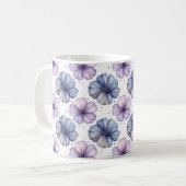 Floral Watercolor Pattern Lavender and Blue コーヒーマグカップ (正面左)