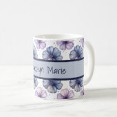Floral Watercolor Pattern Lavender and Blue コーヒーマグカップ (正面右)