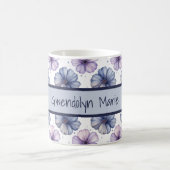 Floral Watercolor Pattern Lavender and Blue コーヒーマグカップ (中央)
