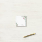 Floral Watercolor Personalized Sticky Notes ポストイット (デスク上)