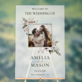 Floral Watercolor Photo Wedding Welcome Sign アクリルサイン (ニュートラル)