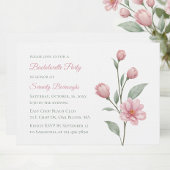 Floral Watercolor Pink Sage Bachelorette Party 招待状