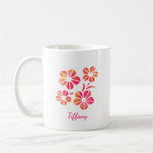 Floral watercolor pink yellow custom saturated コーヒーマグカップ (左)