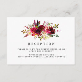 Floral Watercolor Reception Details Insert エンクロージャーカード