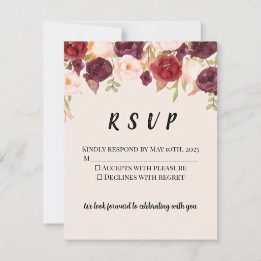 Floral Watercolor RSVP (正面)