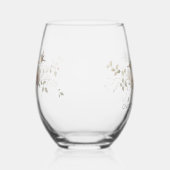 Floral Watercolor Script Romance Stemless Bridal S ステムなしワイングラス (右)