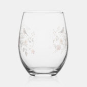 Floral Watercolor Script Romance Stemless wedding ステムなしワイングラス (左)