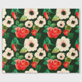 Floral watercolor seamless pattern. White poppies  ラッピングペーパー (フラット)