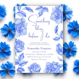 Floral Watercolor Something Blue Bridal Shower 招待状