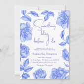 Floral Watercolor Something Blue Bridal Shower 招待状 (正面)