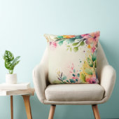 Floral Watercolor Throw Pillow クッション (椅子)