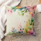 Floral Watercolor Throw Pillow クッション (ブランケット)