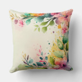 Floral Watercolor Throw Pillow クッション (裏面)