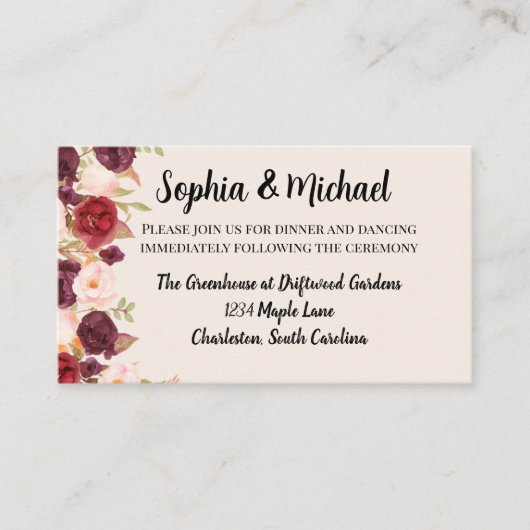 Floral Watercolor Wedding Design エンクロージャーカード (正面)