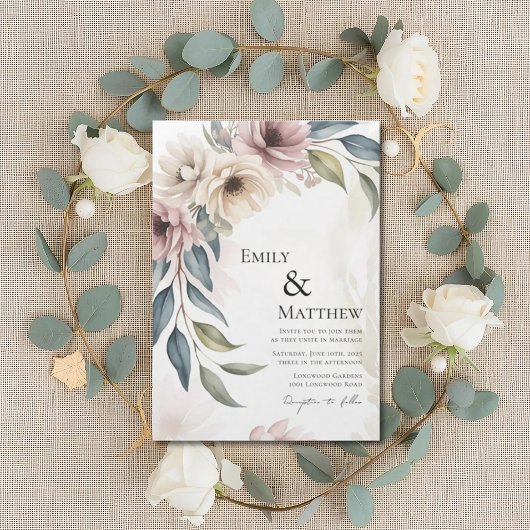 Floral Watercolor Wedding Invitation 招待状