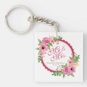Floral Watercolor Wedding Keychain氏及び夫人 キーホルダー (正面)