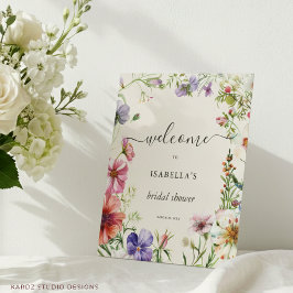 Floral Watercolor Welcome Bridal Shower Sign 台座サイン