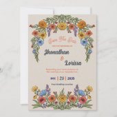 Floral Watercolor Wildflower Wedding Invitation 招待状 (正面)