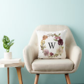 Floral Watercolor Wreath Monogram White クッション (椅子)