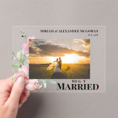 Floral We got married Wedding announcement  アクリル招待状 (インサイチュ (ポータブル))