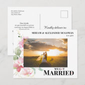 Floral We got married Wedding announcement  ポストカード (正面/裏面)