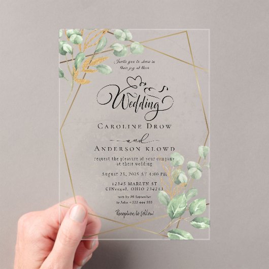 Floral Wedding アクリル招待状 (インサイチュ (ポータブル))