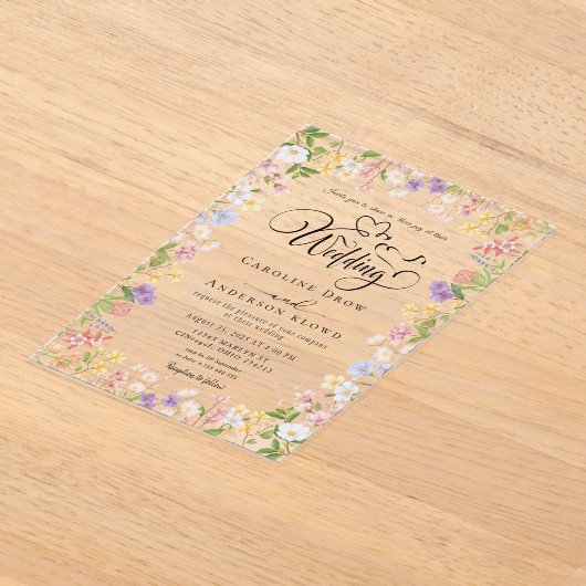 Floral Wedding アクリル招待状 (レイダウン)