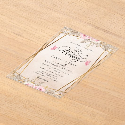 Floral Wedding アクリル招待状 (レイダウン)