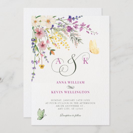 Floral wedding 招待状 (正面/裏面)