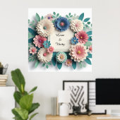 Floral wedding 3D Paper Flowers Floral Frame 🌸🎨✨ ポスター (ホームオフィス)