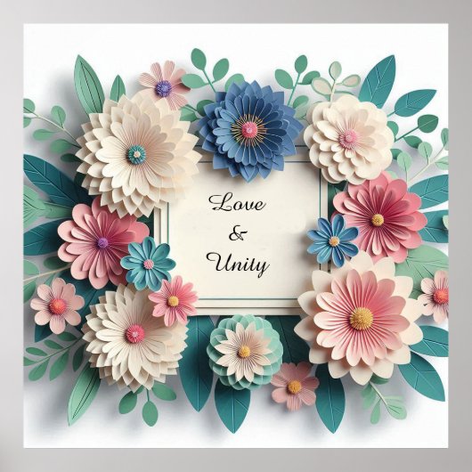 Floral wedding 3D Paper Flowers Floral Frame 🌸🎨✨ ポスター (正面)