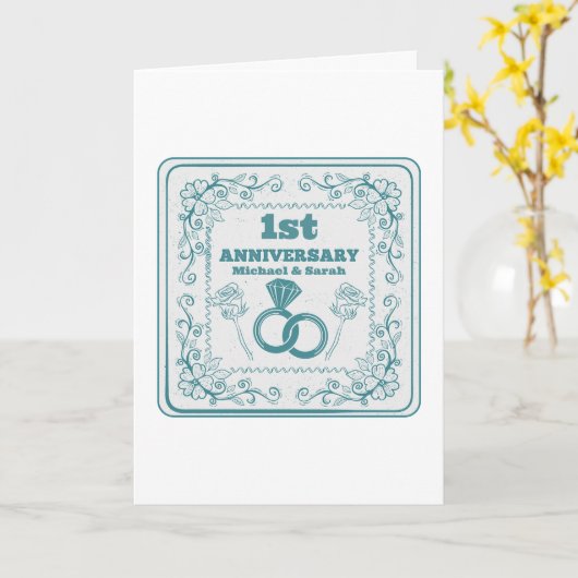 Floral wedding Anniversary Customizable year カード (黄色い花)