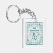 Floral wedding Anniversary Customizable year キーホルダー (正面左)