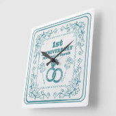 Floral wedding Anniversary Customizable year スクエア壁時計 (傾斜)