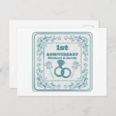 Floral wedding Anniversary Customizable year ポストカード (正面/裏面)