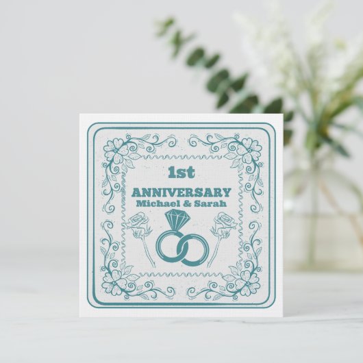 Floral wedding Anniversary Customizable year 招待状 (スタンド正面)