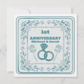 Floral wedding Anniversary Customizable year 招待状 (正面)