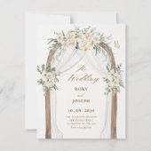 Floral wedding arch watercolor 招待状 (正面)