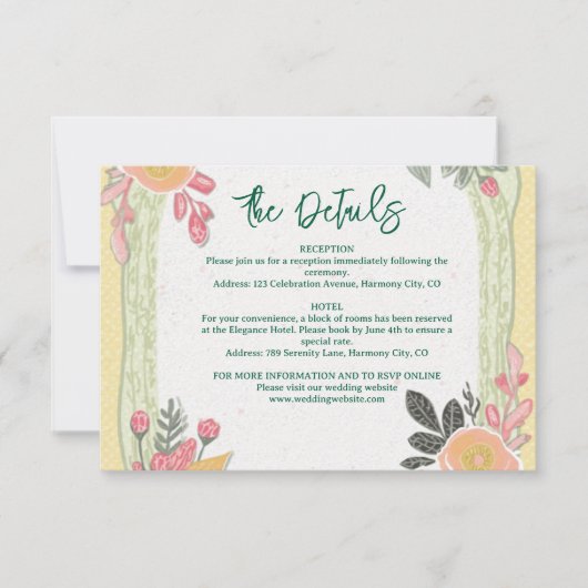 Floral Wedding  Details Enclosure Card 出欠カード (正面)