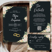  Floral Wedding Details Enclosure Card with QR Cod エンクロージャーカード