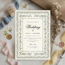 Floral Wedding Elegant Botanical Border Vintage 招待状