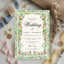 Floral Wedding Elegant Botanical Border Vintage 招待状