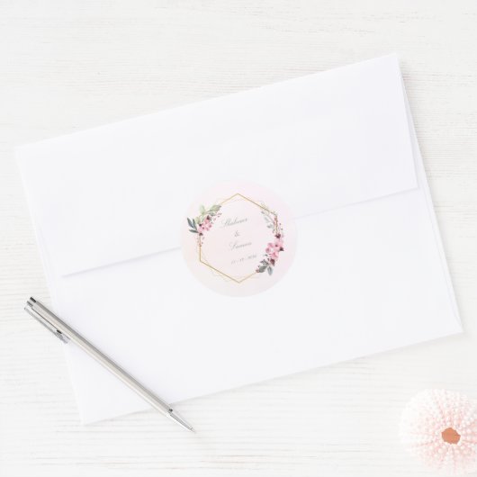 Floral wedding Envelop Seals wedding stickers ラウンドシール (封筒)