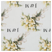 Floral Wedding Fabric with Monogram Bride Groom ファブリック (見本)