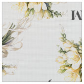 Floral Wedding Fabric with Monogram Bride Groom ファブリック (クローズアップ)