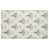 Floral Wedding Fabric with Monogram Bride Groom ファブリック (ファットクウォーター)