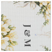 Floral Wedding Fabric with Monogram Bride Groom ファブリック (クローズアップ)