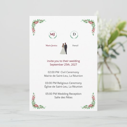 Floral Wedding Invitation (スタンド正面)